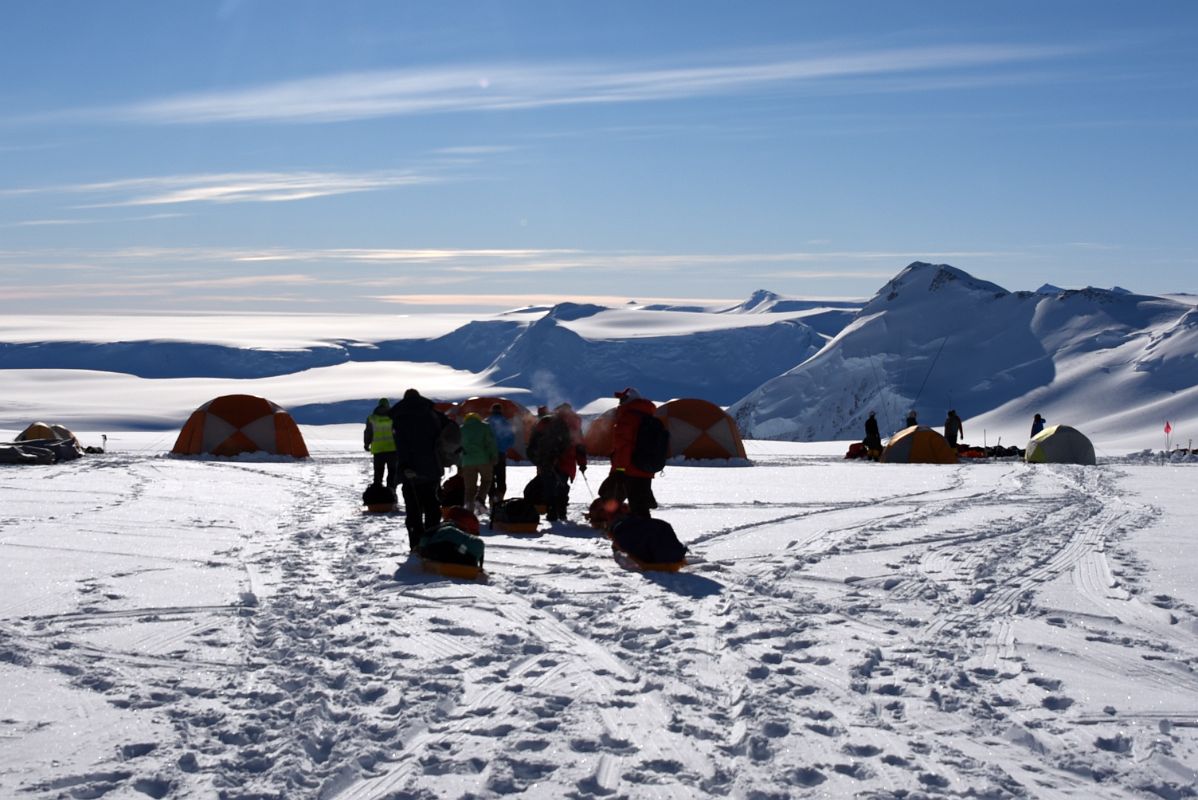 01B Dragging Sleds With Our Luggage To Our Tents At Mount Vinson Base Camp On The Branscomb Glacier